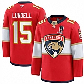 Men's Florida Panthers #15 Anton Lundell Red Home 2025 Stanley Cup Champions Patch Stitched Jersey Dzhi,baseball caps,new era cap wholesale,wholesale hats